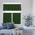 thumbnail image 6 of 3 Piece Kitchen Curtains and Valances Set Solid Dark Green Cafe Curtains 24 Inch Length Retro Minimalism Abstract Denim Texture Valance & Tier Curtain for Living Room Bedroom Window 54"x18"+27"x24"*2, 6 of 6