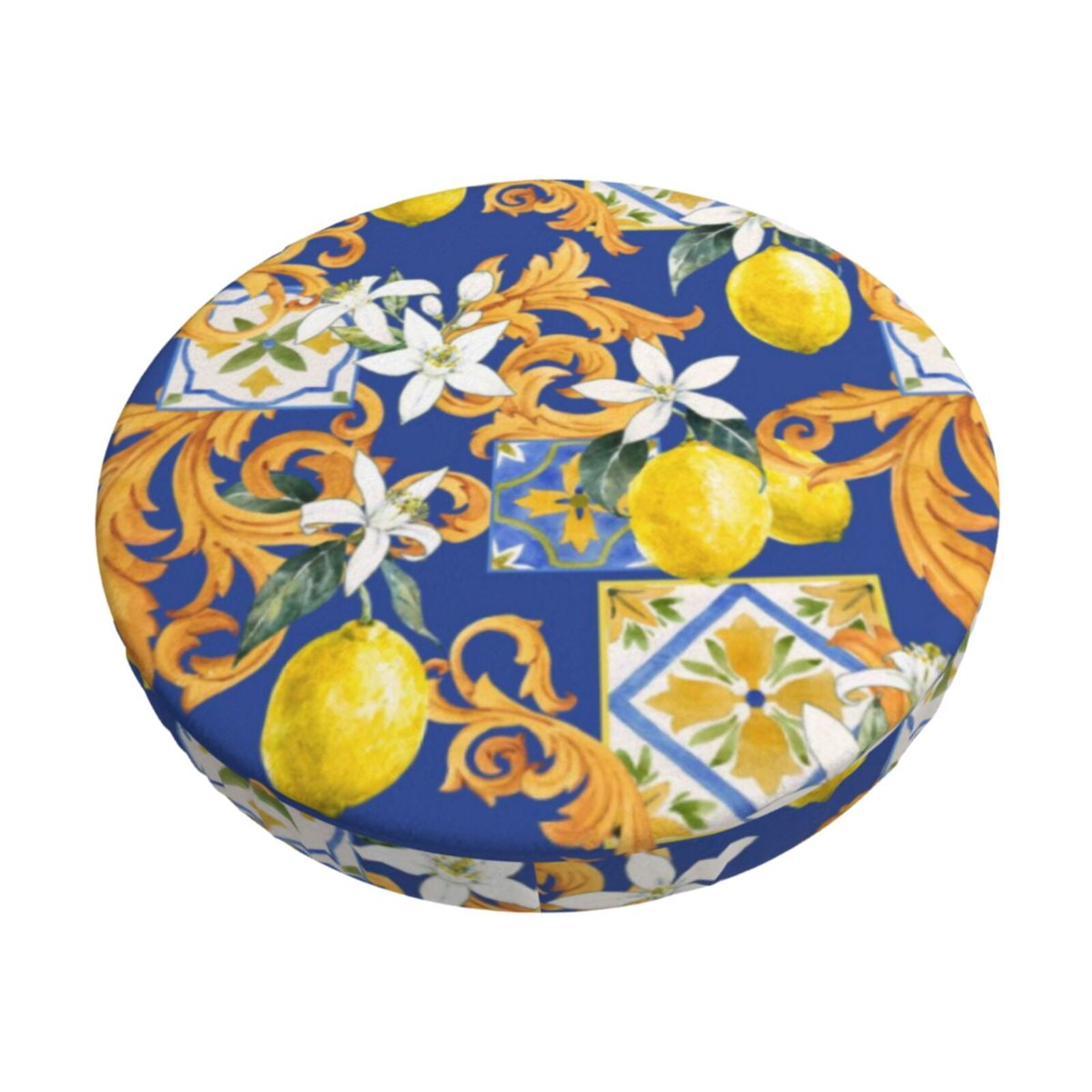 Easygdp Sicilian Style Print Easy To Install Bar Stool Covers&Stool Covers Round&Elastic Stool Cover, Barstool Covers,Washable&Bottom With Elastic Edge-12 inch