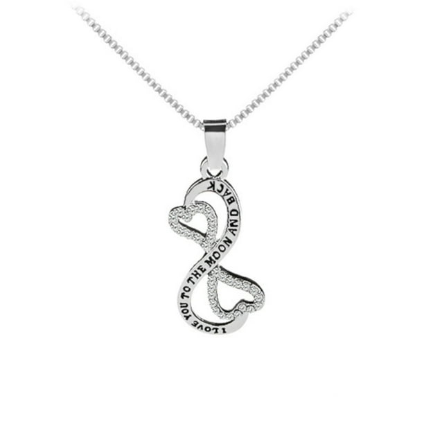 Rowena J I Love You To The Moon And Back Double Heart Crystal Silvertone Necklace Jwl 309 A Walmart Com Walmart Com