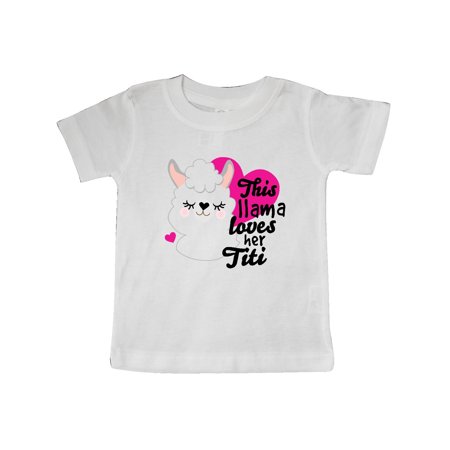 

Inktastic Valentines Day This Llama Loves Her Titi Gift Baby Girl T-Shirt