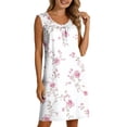 thumbnail image 2 of VONCOS Sleeveless Nightgowns for Women Soft Cozy Loose Sleep Dress Floral Loungewear for Home White Size S, 2 of 9