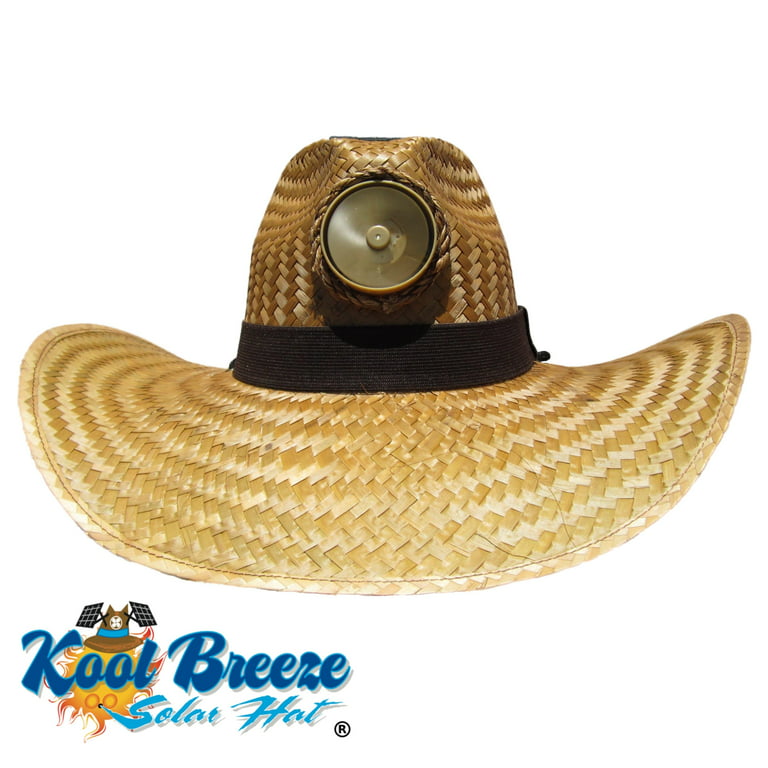 Gentlemen's Brown with Wide Band Solar Hat - Sun Hat with Fan