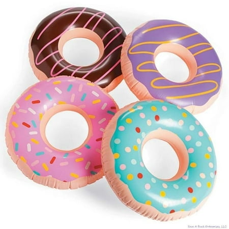 4 Pcs Jumbo Frosted Donut Shaped Inflatables Blow Up Pool Party Favor Toys Luau New, 4 Pcs Jumbo Frosted Donut Shaped By Inflatable Donut
