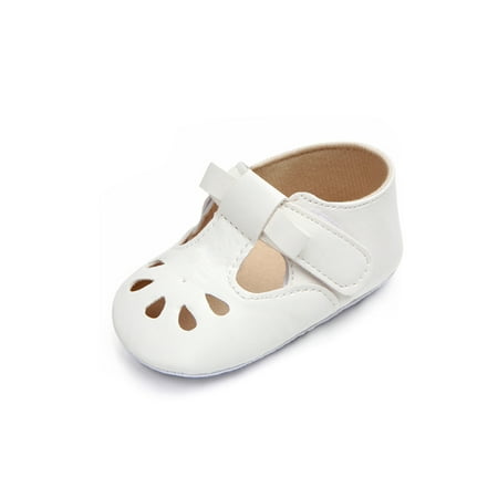 

Daeful Infant Flats Soft Sole Crib Shoes T-Strap Mary Jane Wedding Comfort Prewalker First Walkers Princess Dress Shoe White 6-12 months