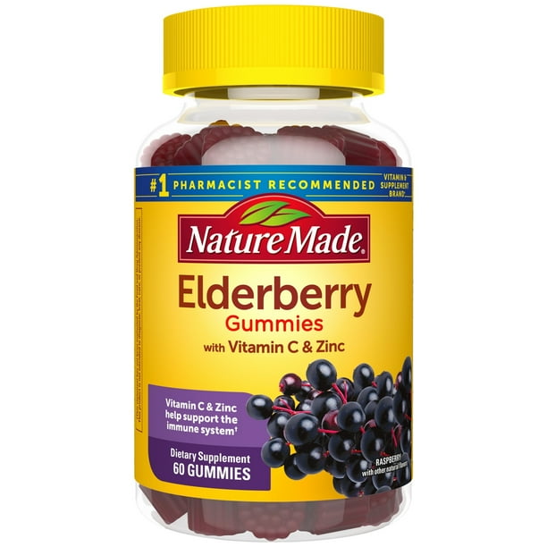 Nature Made Elderberry Gummies with Zinc and Vitamin C, 60 count