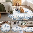 thumbnail image 6 of Ocean Jellyfish Round Living Room Rugs 6 ft, Blue Yellow Sea Star Shell Coral Washable Area Rug with Non-Slip Sturdy Edge Binding Round Carpet for Kitchen Office Bedroom, 6 of 9
