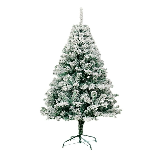 XL 120Cm Flocked Pvc Christmas Tree With Snow Effect, Artificial Xmas Tree For Home Shop Decor, No Lights, Stand Included