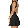 thumbnail image 3 of Women'S Summer Sleeveless Boat Neck Mini Dress Slim Fit Party Club Bodycon Dresses Black L, 3 of 7