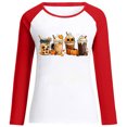 thumbnail image 4 of Raeneomay Long Sleeve Shirts for Women Halloween Printed Colour Matching Round Neck Casual Tee Tops, 4 of 4