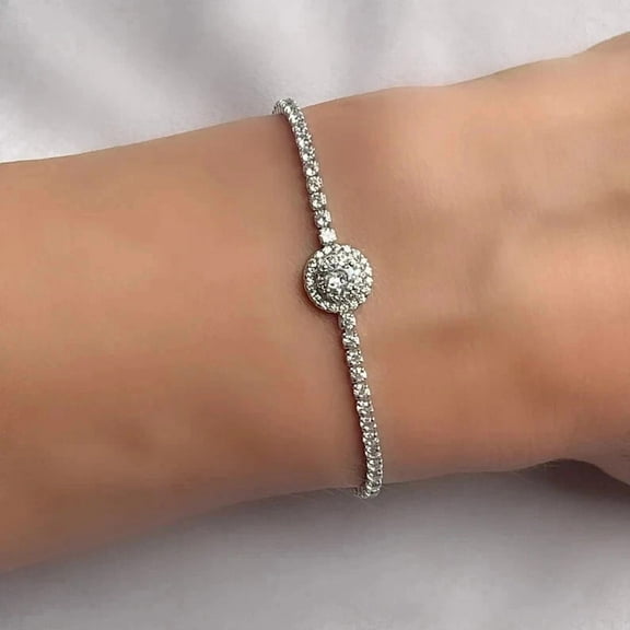 Radiant Jewelry Wedding Diamond Bolo Bracelet – Adjustable Tennis Bracelet with Lab Created CZ Diamonds, Sterling Silver 14k White Gold Plated