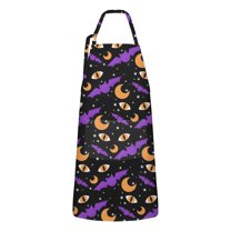 Halloween Bat Moon Eye Apron-Garden Aprons for Women with Pockets-Cotton Linen Waterproof Kitchen Cooking Gardening Aprons Adjustable for Kitchen,Cooking,BBQ and Salon 32"x27"