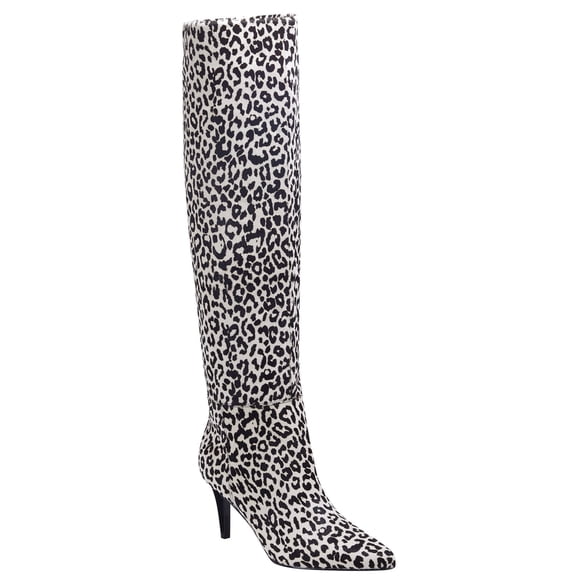 Marc Fisher LTD Womens Ginniely Leopard Calf Hair Knee Boots 5 M White Multi NIB