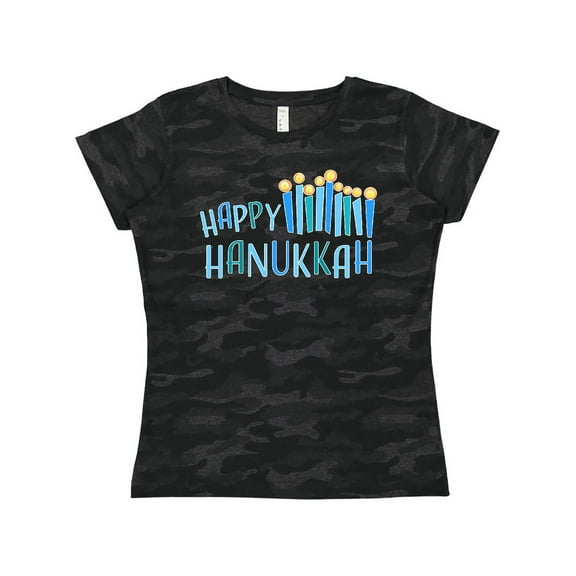 Inktastic Happy Hanukkah with candles Women's T-Shirt