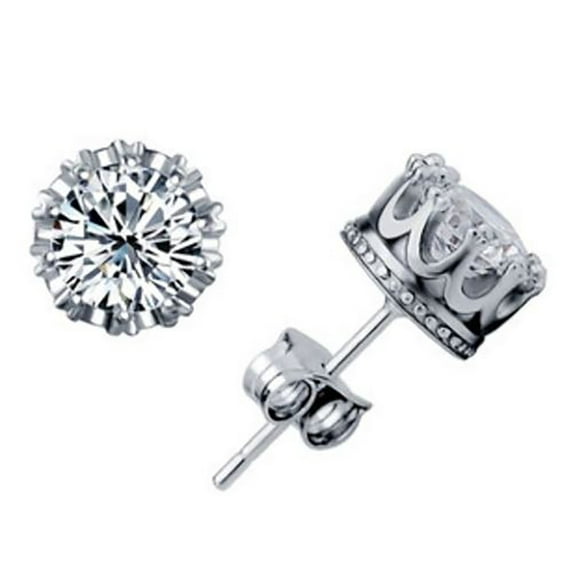 Crown Stud Earrings Cubic Zirconia White Gold Plated Womens Ginger Lyne Collection