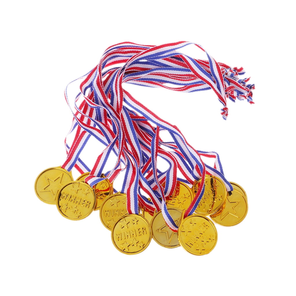 100 x Gold Medals School Sports Day Kids Olympic Game Prizes Awards Plastic Toys 