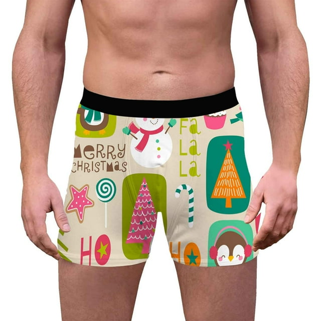 Men Y Fit Underwear Small Mens Guys Briefs Shapeless Underwear Short Leg Briefs Men Mens Christmas 3D Printed Breathable And Comfortable Inner Mid Rise With Waist Boyshort Underwea Green L