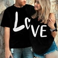 thumbnail image 7 of Black Womens Summer Tops, Short Sleeve Business Casual Outfits for Women, Valentine's Day Polyester Summer Clothes for Women, Men And Women With Valentine's Day Love Printed Couple T Shirt Top, 7 of 7