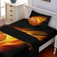 thumbnail image 2 of Ambesonne Sports Fitted & Top Sheet Set with Sham, Basketball Shoot Art, Orange Black, 2 of 5