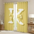 thumbnail image 2 of Erosebridal Initial Letter K Curtains Pack of 2 (38x45), Yellow 30%-50% Black Out Curtains, Kawaii Bow-tie Curtains for Living Room, Window Curtains Room Decorative, 2 of 6