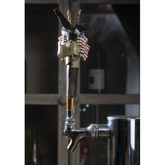 Ebros American Bald Eagle With USA Flag Novelty Beer Tap Handle Figurine W/ Base