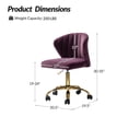 thumbnail image 4 of Tina's Home Purple Velvet Swivel Office Chair with Gold Legs, Adjustable Height Rolling Desk Chair for Vanity, 4 of 11