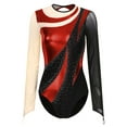 thumbnail image 3 of Kaerm Women Shiny Metallic Gymnastics Leotard Contrast Color Bodysuit for Performance Acrobatics Red XXL, 3 of 7