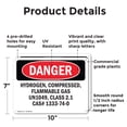 thumbnail image 2 of (2 Pack) Hydrogen Compressed Flammable Gas Un1049 OSHA Danger Sign 10 Inch X 7 Inch Plastic Sign, Weather Resistant, UV Protected for Workplace, Business, and Construction Site, Made in, 2 of 8