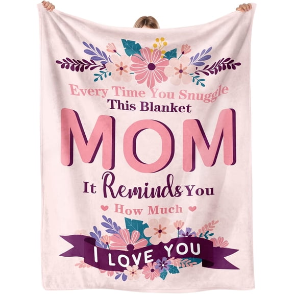 Gifts for Mom Blanket, Christmas Birthday Gifts for Mom, Best Mom New Mom First Mom Gifts from Daughters Son, Presents for Mom Unique, Pink Soft Throw Blanket for Christmas 50x60in