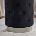thumbnail image 3 of Home Sweet Home Venetian Round Tufted Upholstered Velvet Ottoman with Silver Metal Base - 15" L x 15" W x 18.5" H (Black), 3 of 5