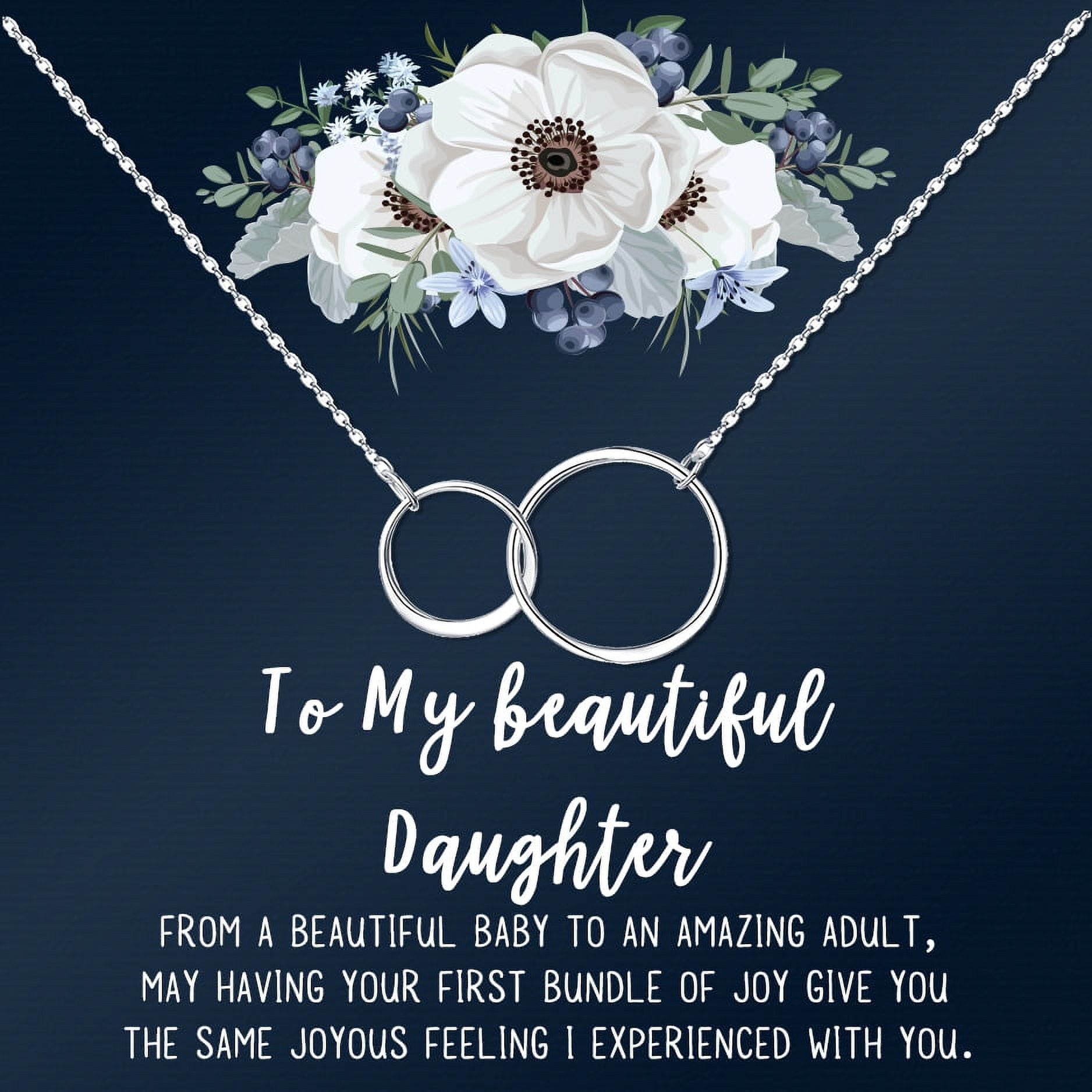 Mother Daughter Necklace Jewelry with Gift Box Card - Gifts for Mom, Daughter, Birthday, Mothers Day - Two Infinity Necklace for Women [Silver Infiniry Ring, No-Personalized Card]