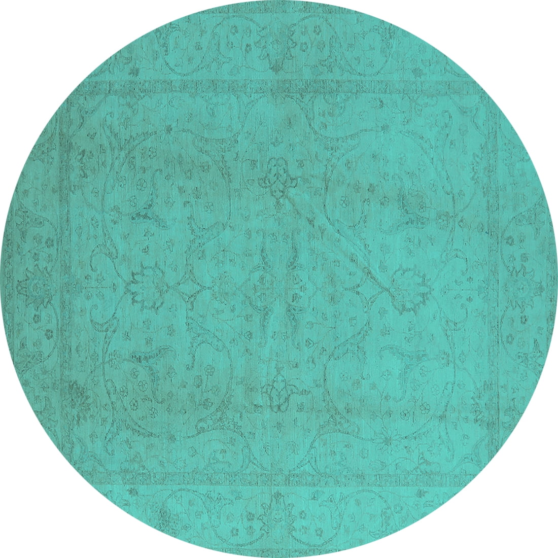 Ahgly Company Indoor Round Oriental Turquoise Blue Traditional Area ...