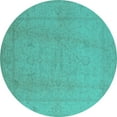 thumbnail image 1 of Ahgly Company Machine Washable Indoor Round Oriental Turquoise Blue Traditional Area Rugs, 4' Round, 1 of 4