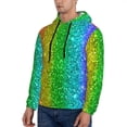 thumbnail image 3 of Naloa Glitter Rainbow Men's Casual Hooded Collar Drawstring Hoodies Pullover Sweatshirts Casual Long Sleeve Shirts-XX-Large, 3 of 7