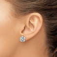 thumbnail image 4 of Auriga Fine Jewelry 925 Sterling Silver Rhodium-plated Floral Aquamarine Post Stud Earrings for Women, 4 of 6