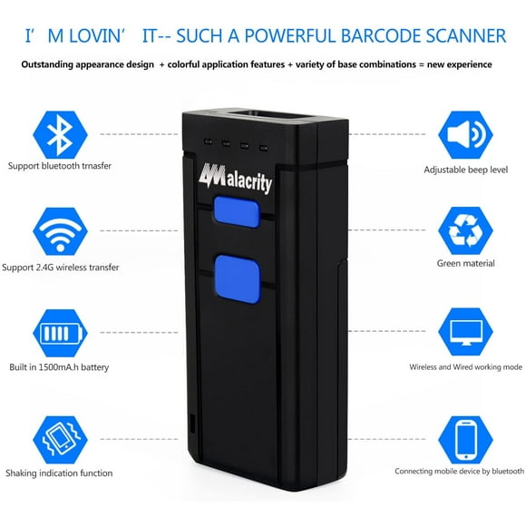CCD Bluetooth Wireless Barcode Scanner,Alacrity USB Mini Portable Handheld CCD Barcode Scanner Reader