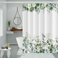 thumbnail image 2 of Eucalyptus Leaves Shower Curtain Green Leaf White Flowers Nature Plants for Bathroom Modern Style Home Decor Waterproof Polyester Fabric Shower Curtain with Hooks, 36x72 Inch, 2 of 6