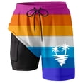 thumbnail image 3 of ibiyuan Men Swim Trunks 5 Inch with Mesh Liner Quick-Dry Mens Bathing Suits 2 In 1 Men's Board Shorts Pockets Stretch Funny Print Beach Swimsuit Swimwear,Hot Pink-A, 3 of 4
