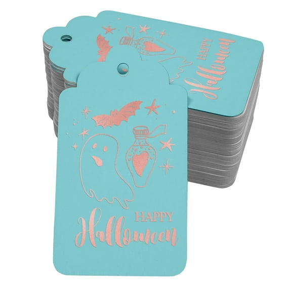 Inkdotpot Happy Halloween Halloween Bottle Tag Real Rose Gold Foil Favor Hang Tags 100 Pack