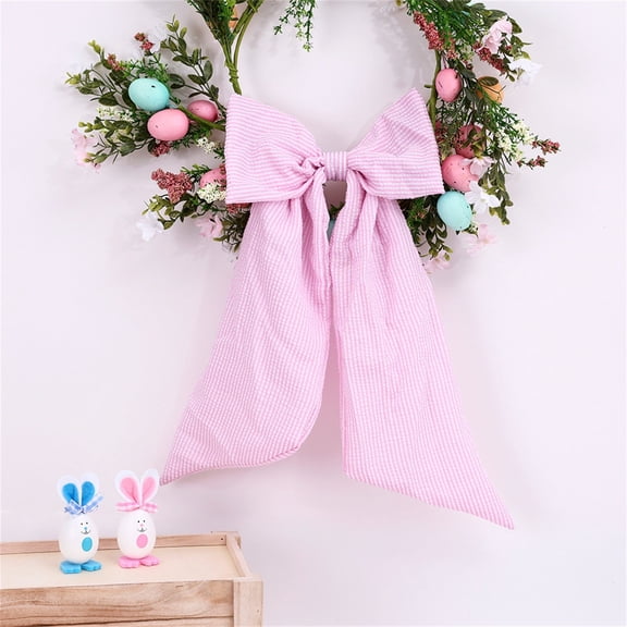 Easter Bows for Wreaths 11'' x 16.5'' Easter Basket Bow Stripe Wreath Bows for Front Door 2026 Custom Spring Easter Ribbon Bow Large Pastel Easter Bows Gifts for Easter Decorations Party Supplies A
