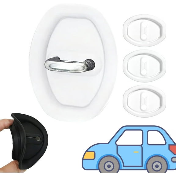 Joyeloo Car Door Latch Cover, Joyeloo Universal Silicone Car Door Latch Covers – 4pcs Anti-Rust Noise Dampers, Upliftjoys/Roarrave Automobile Anti-Skid Pad Cars Doors Lock Protector (4, 4pcs White)