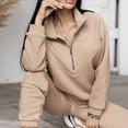 thumbnail image 6 of Baqcunre Women's 2 Piece Outfits Casual Long Sleeve Pullover Hooded Crop Top Sets,S,Sweat Set For Women,Outfits For Women,Winter Outfits For Women,Womens Sweatpants,Womens Clothes,Khaki, 6 of 6