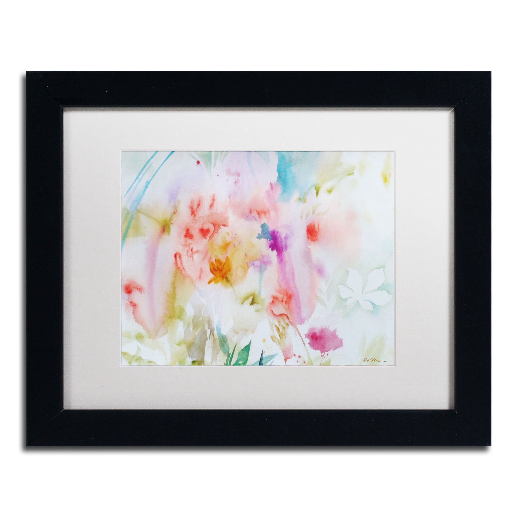 Trademark Fine Art "Flower Dreams" Canvas Art by Sheila Golden, White Mat, Wood Frame