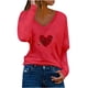 thumbnail image 1 of Camiseta de manga larga informal con cuello en V para mujer Pompotops  gfhjh22125, 1 of 4