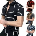 thumbnail image 3 of Button Down Shirt Mens Up Party Short Sleeve Casual Hawaiian Soft Fashion Dress, 3 of 9
