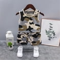 thumbnail image 2 of Toddler Boys Clothes Boy's Kids Baby Unisex Spring Summer Elastic Printed Short Sleeved Beach 6M 12M 18M 24M 3T 4T Tops T-Shirt+Pants Shorts Crew Tank Tees+Shorts 2 Piece, 2 of 5