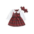thumbnail image 1 of Gupgi Robe à Carreaux pour Tout-Petites Filles, Col Claudine, Manches Longues, Robe Patchwork 0-5T, 1 of 9