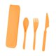 thumbnail image 4 of Juego de cubiertos para acampada, juego de utensilios de paja, práctico Kit de viaje, vajilla para exteriores, para senderismo, viajes, restaurante naranja, 4 of 9