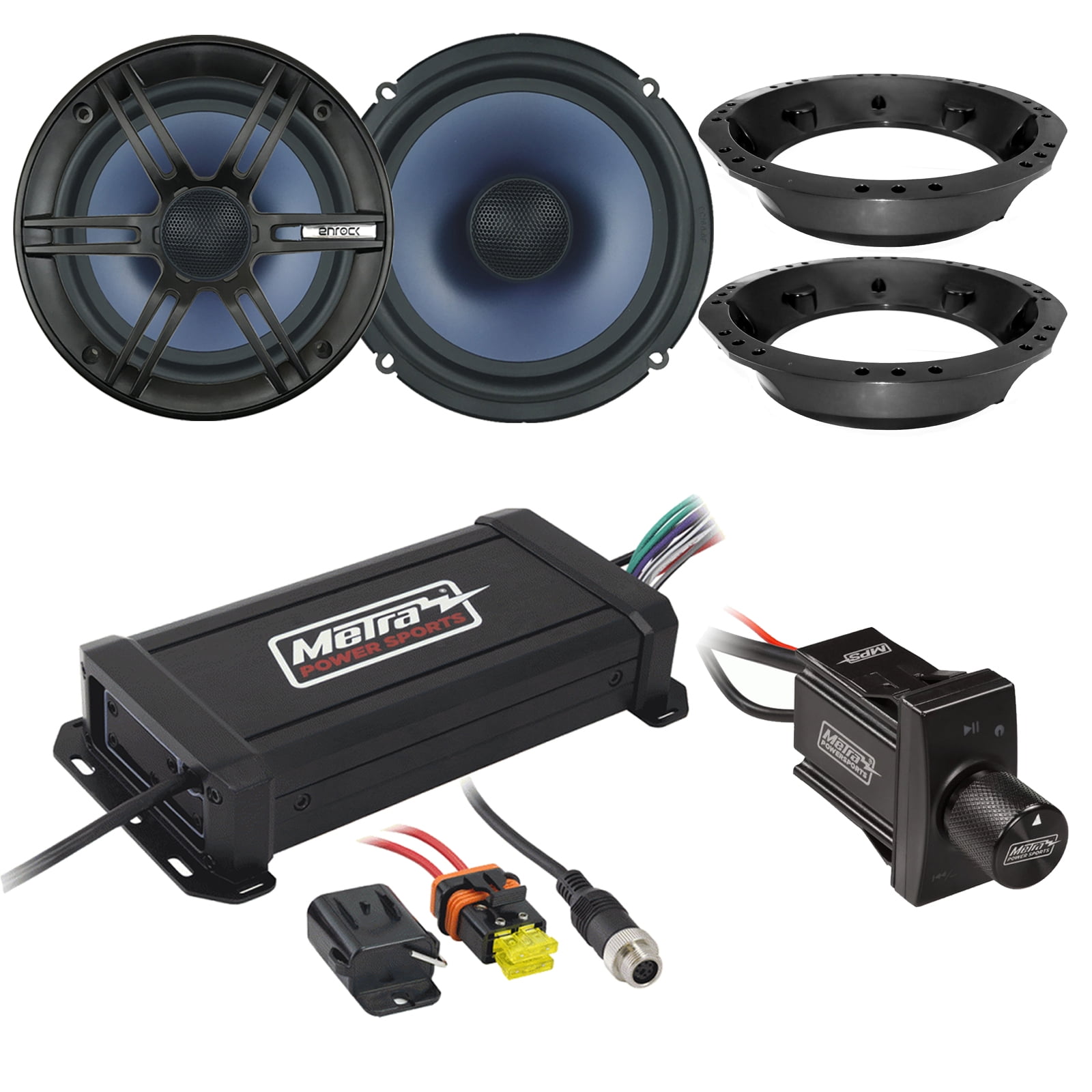 Metra PowerSports IPX6 Marine 4Channel Micro Amplifier, Enrock Audio 6