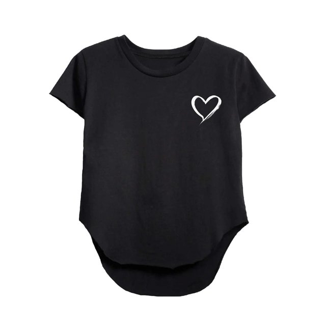 Mujer Cuello Redondo Manga Corta Trajes Cómodos Elegante Casual Transpirable Top T Negro