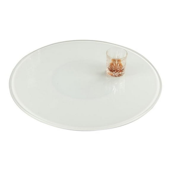 Milan 24" Round Contemporary Aluminum/Glass Lazy Susan in White